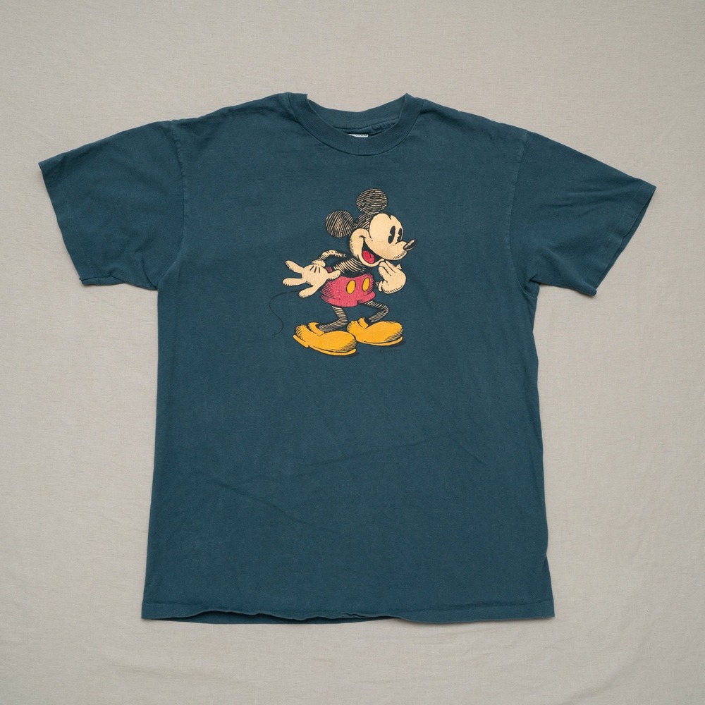 Vtg 90s DIsney Store Mickey Mouse Sketch T Shirt USA Made Medium Single Stitch